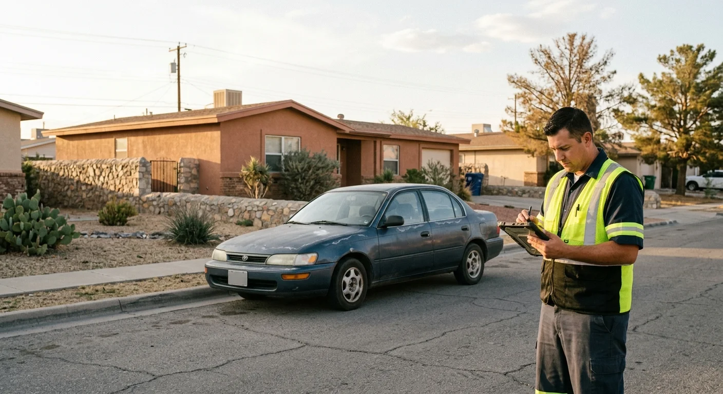 Unfamiliar car parked along the street in front of an El Paso home